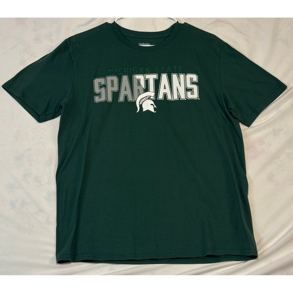 Captivating Michigan State Spartans Mens Large T-Shirt Green NCAA Graphic Tee